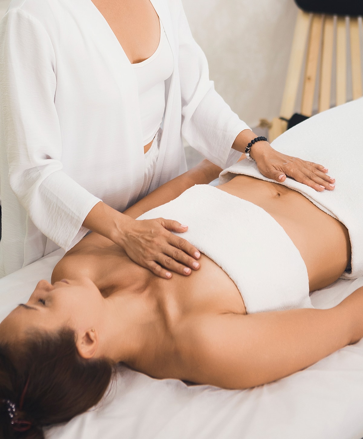 Massage therapy session promoting relaxation and wellness.