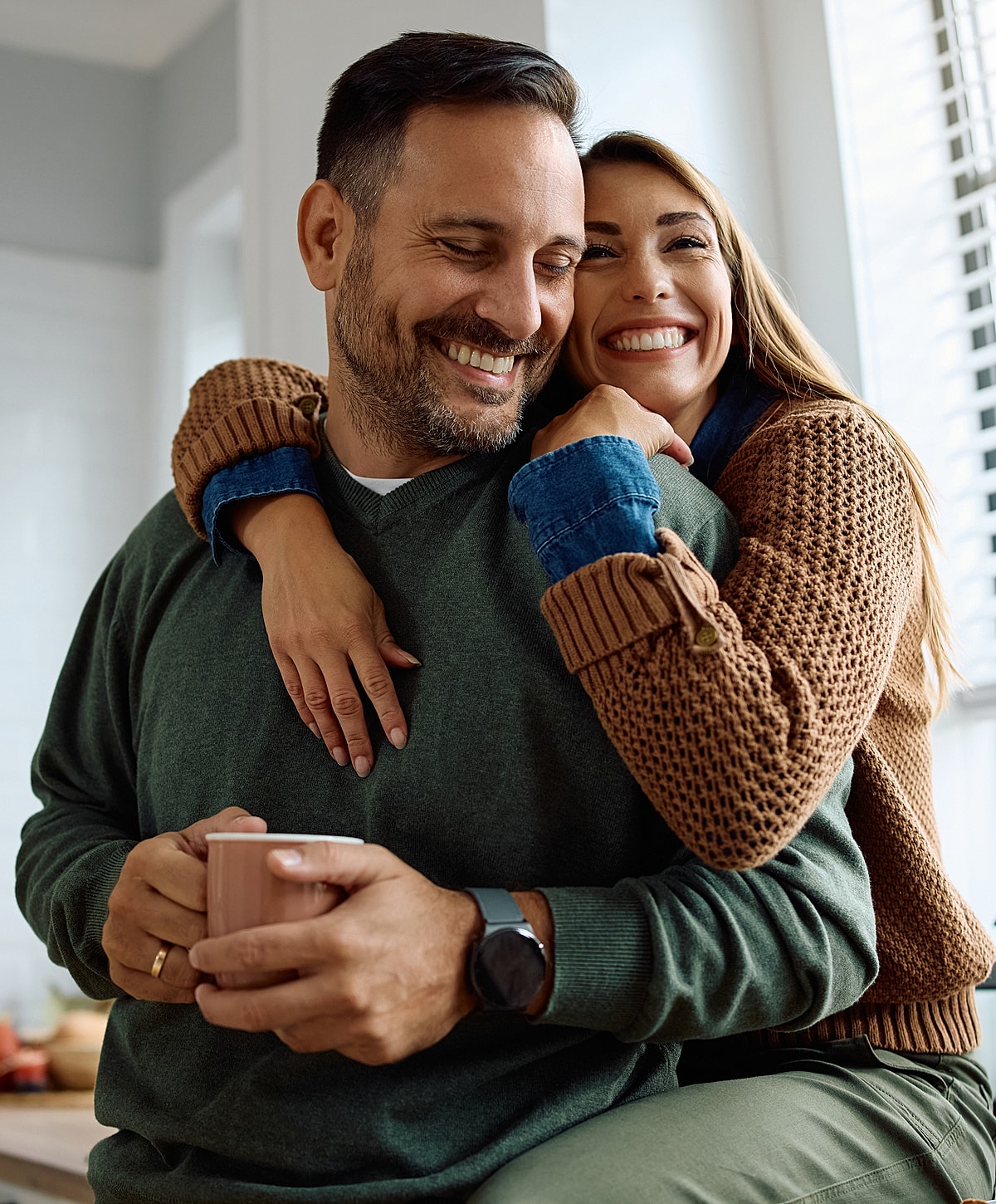 Happy couple enjoying a cozy moment together.